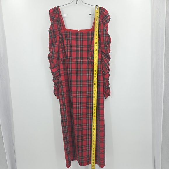Antonio Melani Elena Midi Dress Size 6 Red Tartan Plaid Holiday Xmas Christmas - Picture 5 of 9